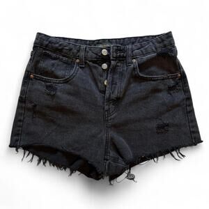 Black denim shorts with ripped